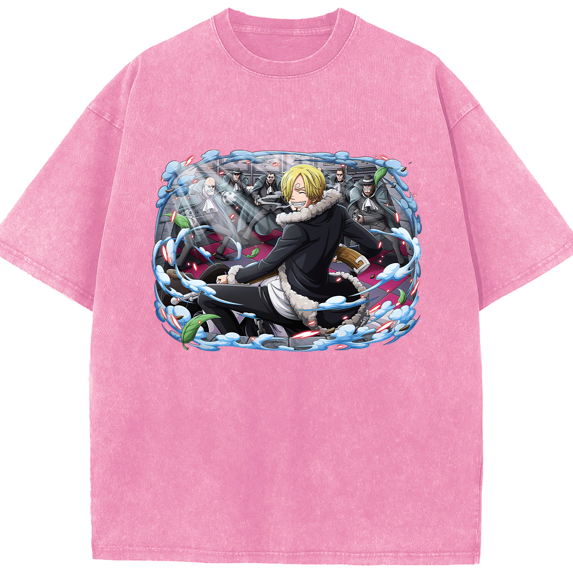 ワンピース サンジ ONE PIECE Sanji 綿100% ヴィンテージ風 半袖Tシャツ（フロントプリント）